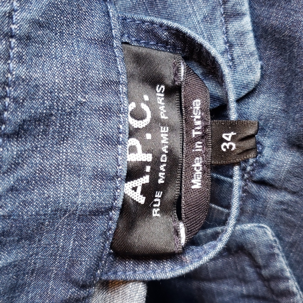 A.P.C. Indigo Cotton Italian Chambray Denim Tie-Front Jess Dress sz 34/XS Womens - Picture 12 of 16